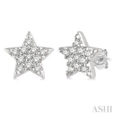 1/10 ctw Star Round Cut Diamond Petite Fashion Earring in 14K White Gold